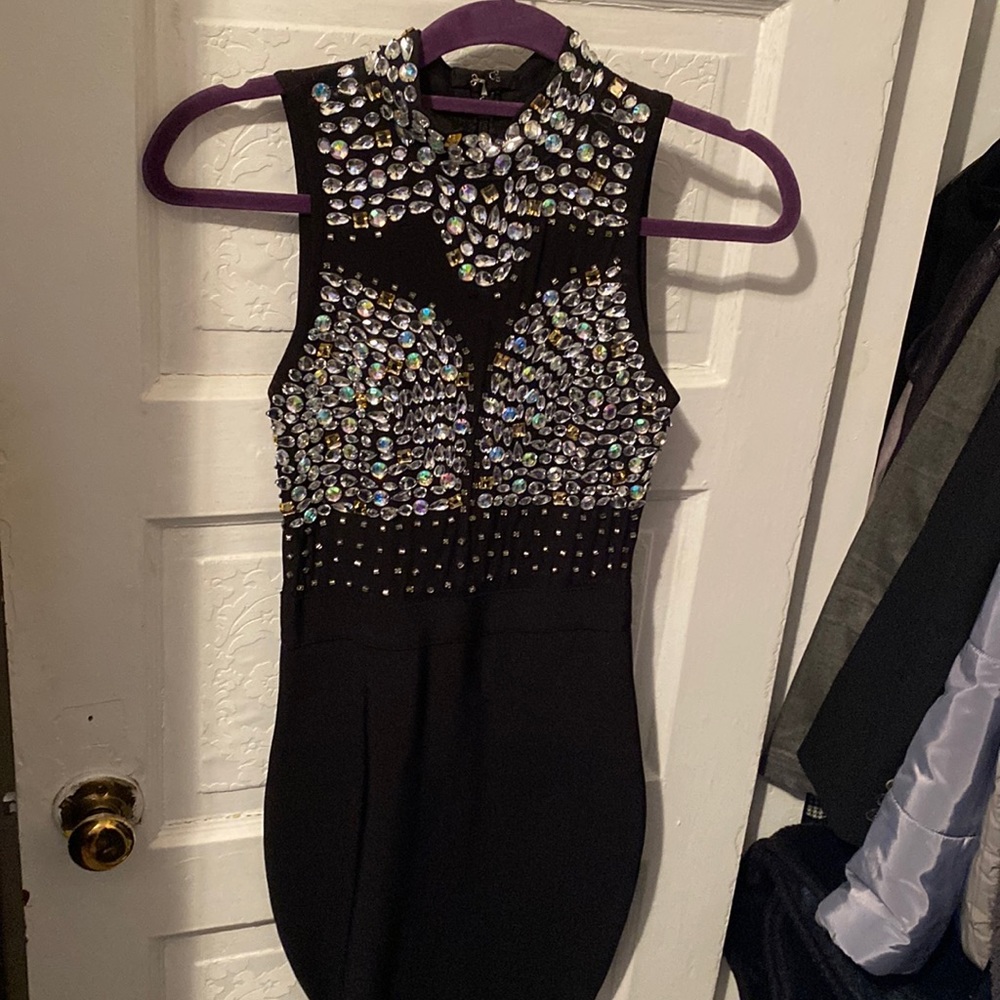 Black rhinestone bandage dress never worn size small